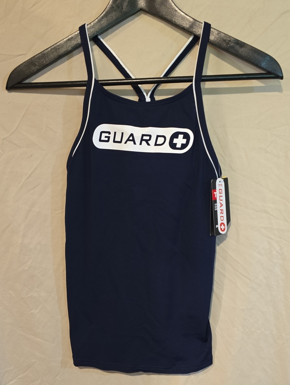 TYR Navy and White Guard+ Tag Lifeguard Top